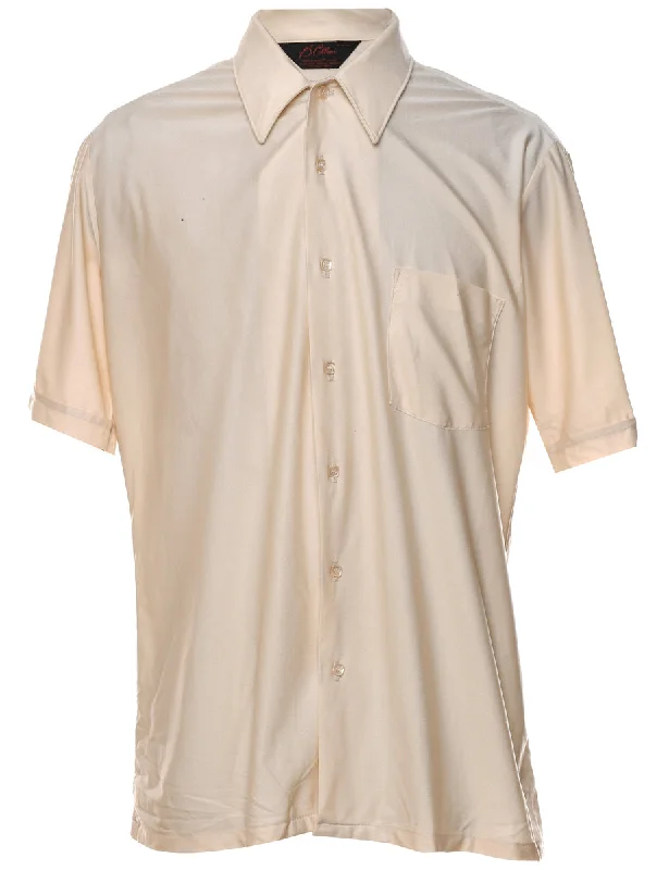 1970s Beige Short-Sleeve Shirt - L Confident Men's High