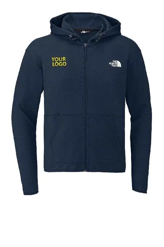 North Face Double-Knit Zip Custom Hoodies, Summit Navy Trendy Men's Oversized