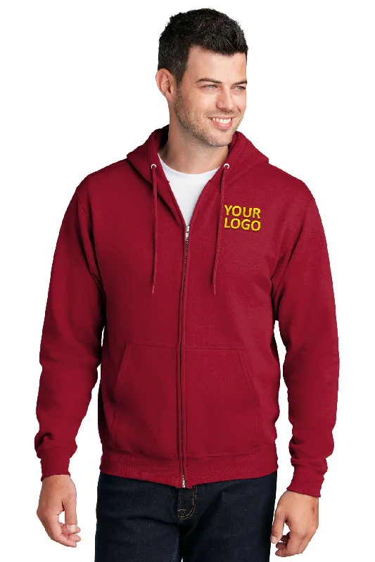 Port & Company Core Fleece Customized Zip Hoodies, Red Practical Men's Multi