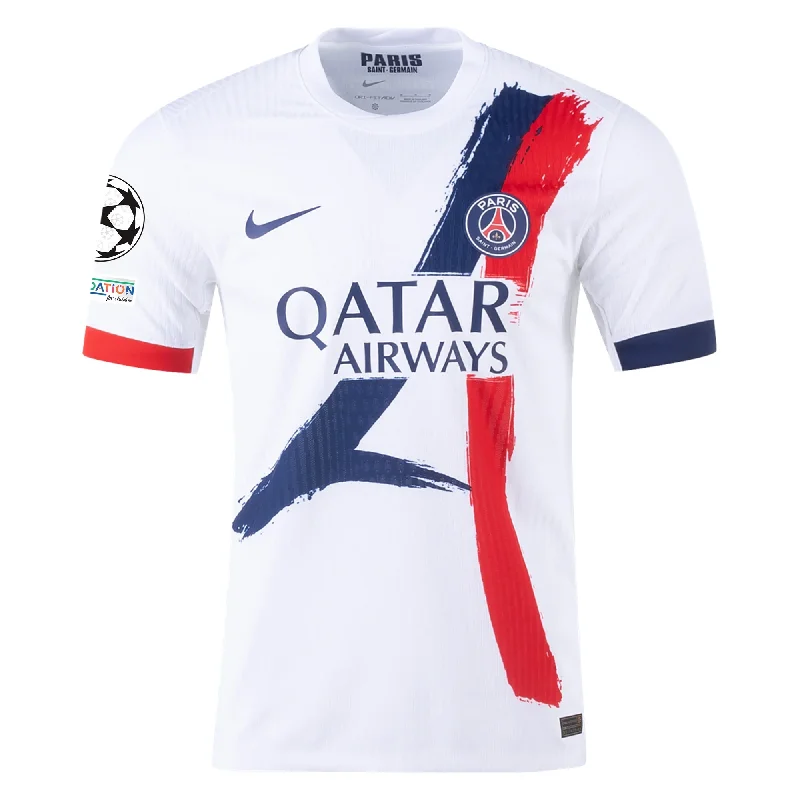 Nike Paris Saint-Germain Authentic Away Jersey w/ Champions League Patches 24/25 (White/Midnight Navy) Tailored