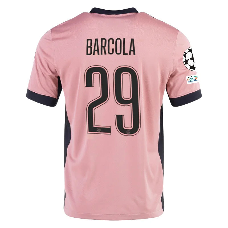 Nike Paris Saint-Germain Bradley Barcola Third Jersey w/ Champions League Patches 24/25 (Rust Pink/Black) Youthful Men's Pop