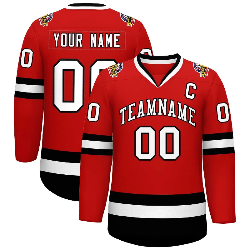 Custom Red White-Black Classic Style Hockey Jersey Masculine Men's Thick