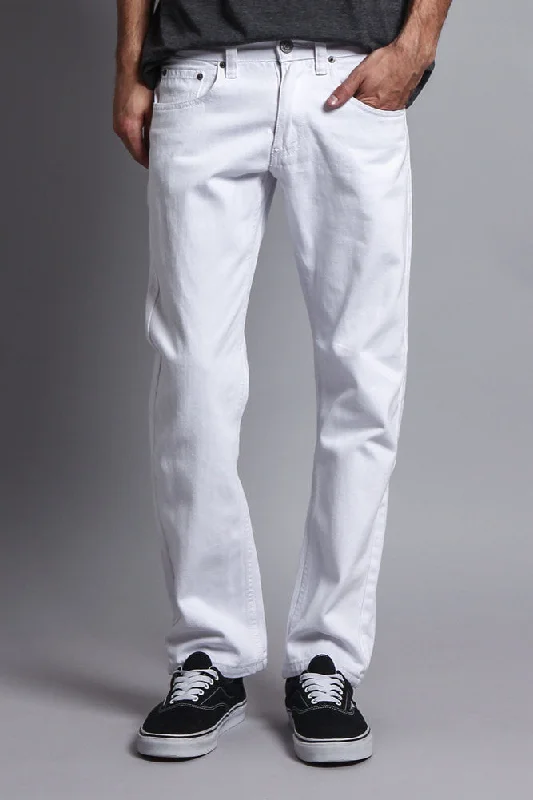 Men's Slim Fit Colored Jeans (White) Trendy Men's Bucket