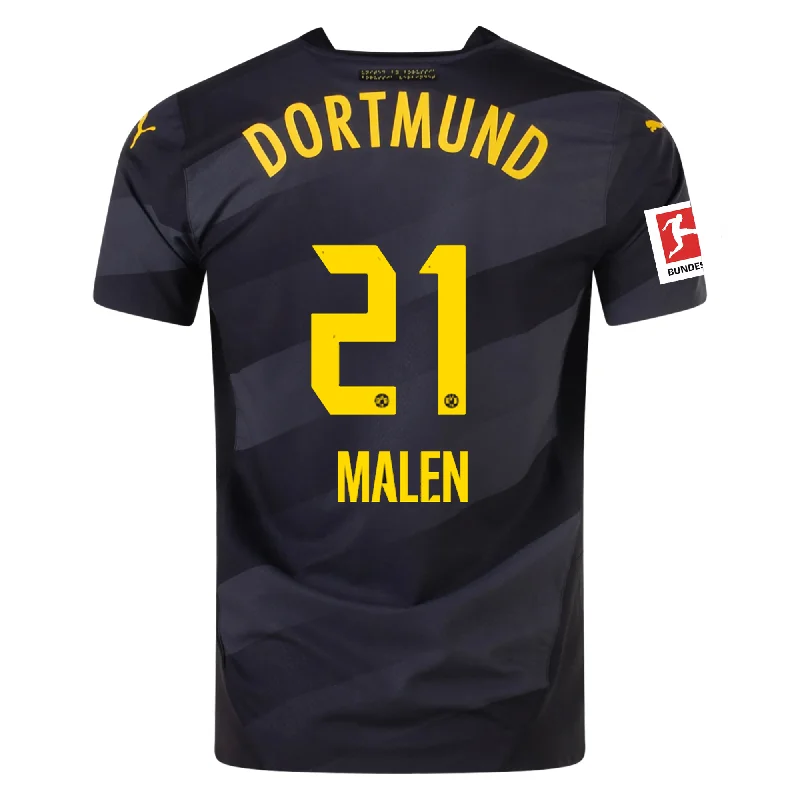 Puma Borussia Dortmund Authentic Malen Away Jersey w/ Bundesliga Patch 24/25 (Puma Black/Faster Yellow) Sophisticated Men's 