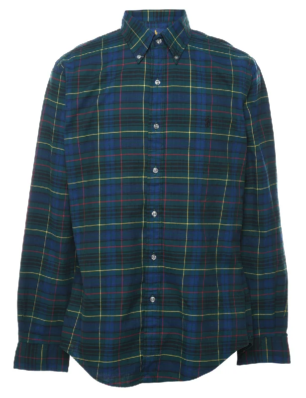 Ralph Lauren Checked Shirt - M Polished Men's Silk