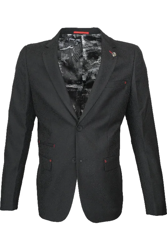 Au Noir Filoni Sport Coat - Black Polished Men's Silk