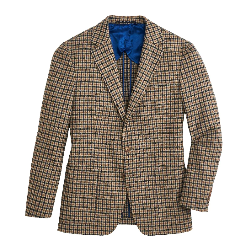 Fox Brothers Dune Multi Check Sport Coat - Dune Polished Men's Silk