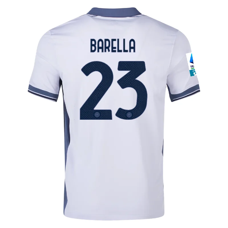 Nike Inter Milan Nicolò Barella Away Jersey w/ Serie A + Scudetto Patch 24/25 (Summit White/Iris Whisper) Laid