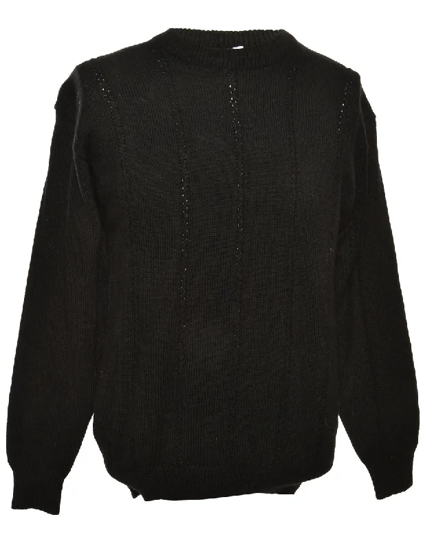 Long Sleeved Black Jumper - M Youthful Men's Pop