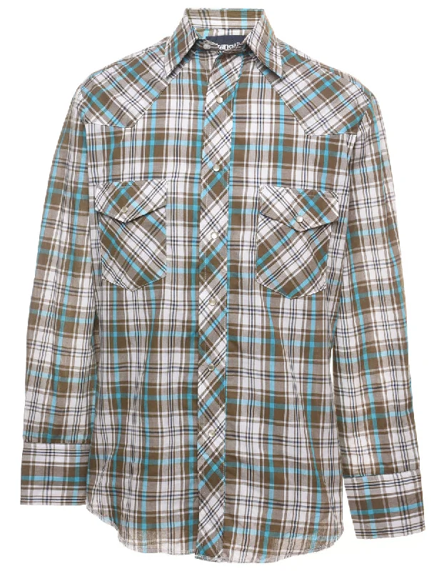 Wrangler Checked Western Shirt - S Earthy Men's Hemp