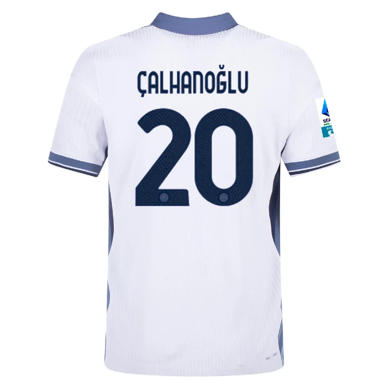 Nike Inter Milan Authentic Hakan Çalhanoğlu Away Jersey w/ Serie A + Scudetto Patch 24/25 (White/Silver) Dynamic Men's Glow