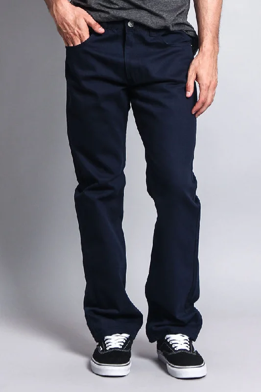 Men's Straight Fit Colored Denim Jeans (Navy) Dynamic Men's Moto