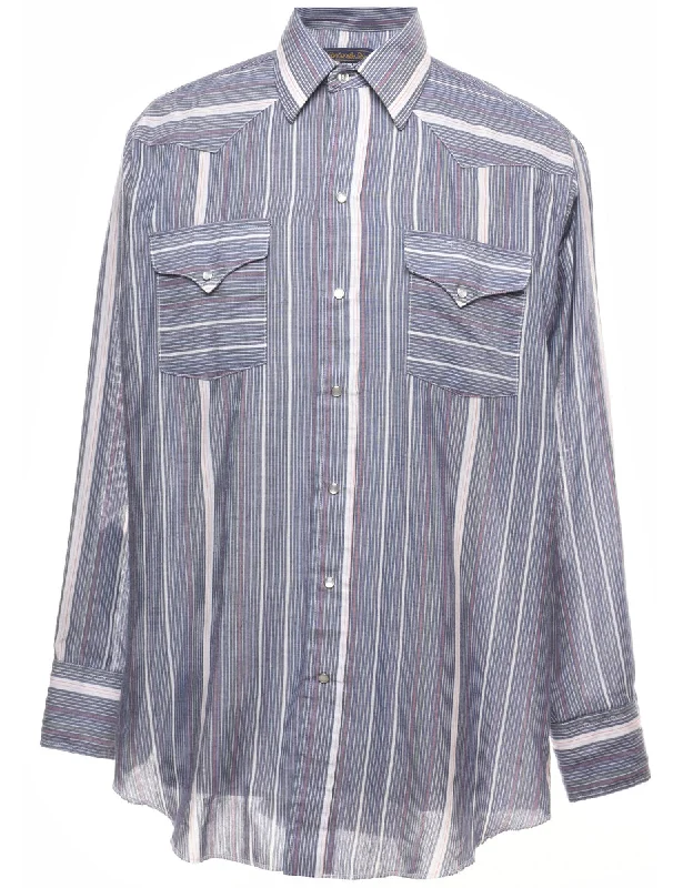 Blue Western Shirt - L Casual Men's Short