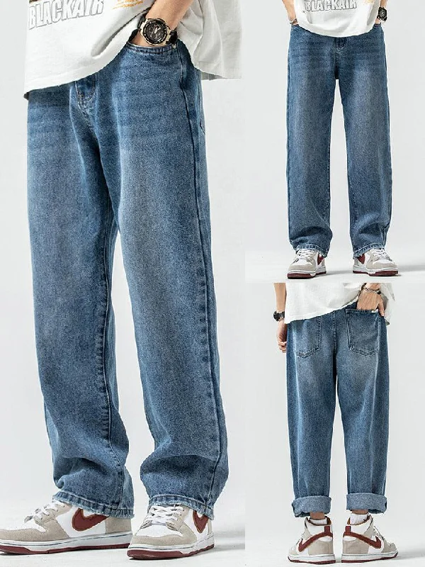 Basic Wide-leg Drape Jeans Sophisticated Men's 