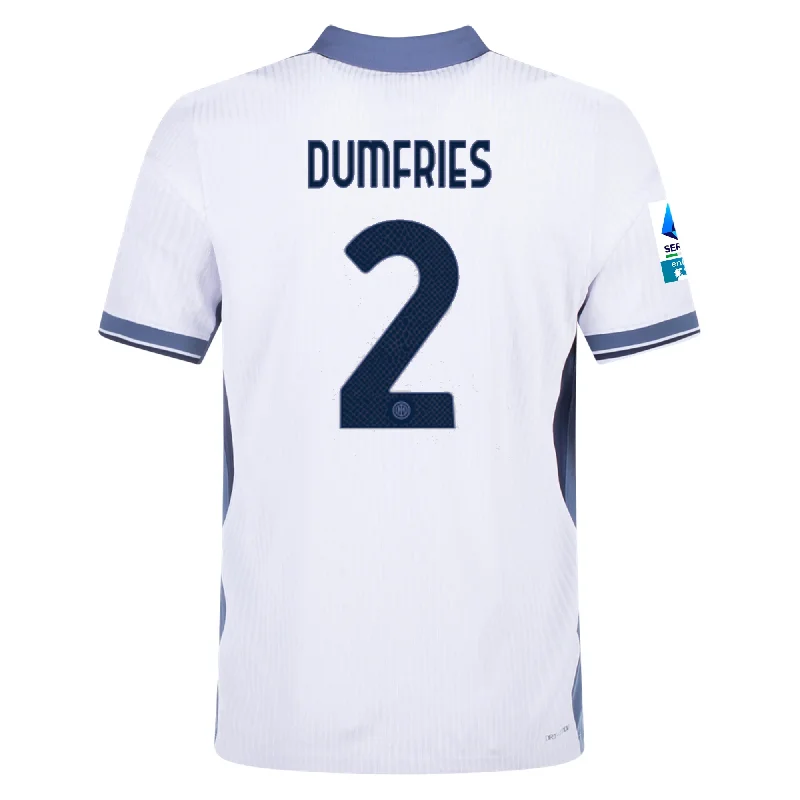 Nike Inter Milan Authentic Denzel Dumfries Away Jersey w/ Serie A + Scudetto Patch 24/25 (White/Silver) Earthy Men's Hemp