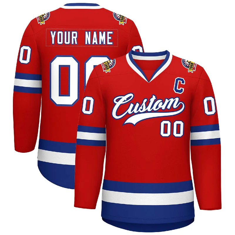 Custom Red White-Royal Classic Style Hockey Jersey Rugged Men's Outdoor 