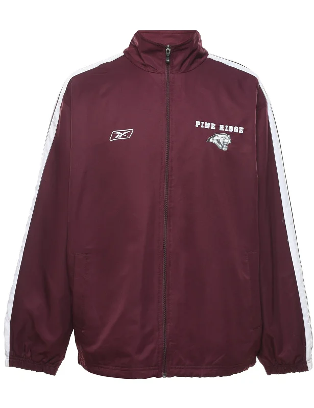 Reebok Maroon & White Embroidered Puma Nylon Hockey Jacket - L Bold Men's Animal