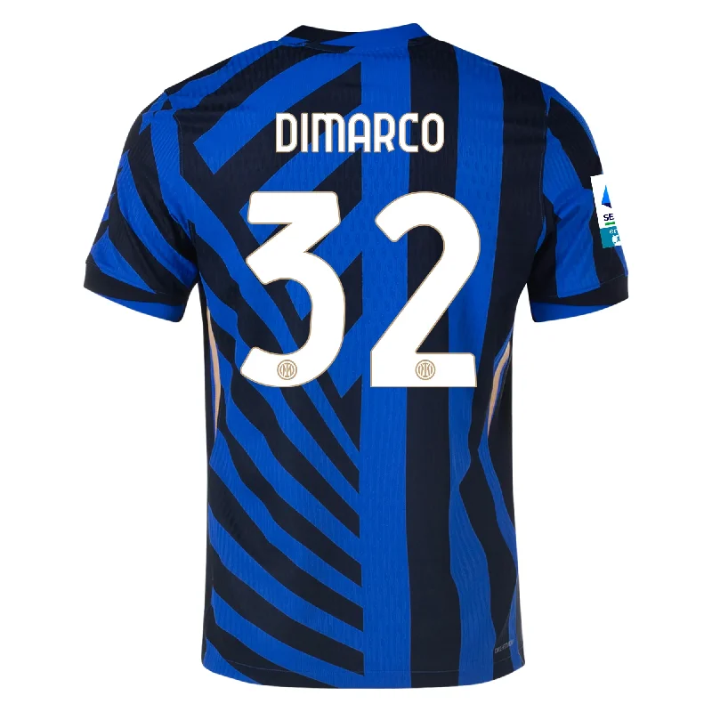 Nike Inter Milan Authentic Federico Dimarco Home Jersey w/ Serie A + Scudetto Patch 24/25 (Lyon Blue/Black) Vintage Men's 1970S Disco