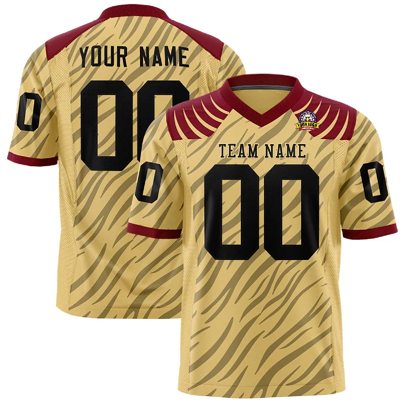 Custom Khaki Black Personalized Tiger Stripe Graffiti Pattern Authentic Football Jersey Trendy Men's Bucket