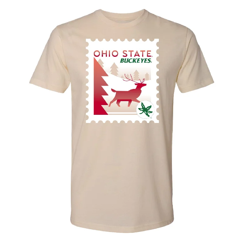 Ohio State Buckeyes Holiday Stamp Cream T-Shirt Traditional Men's Country