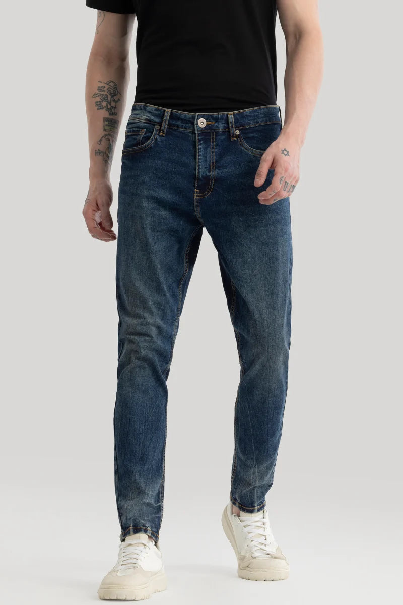 Phantom Prussian Blue Plain Skinny Fit Jeans Bold Men's Statement