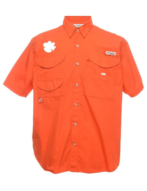 Columbia Orange Short Sleeve Smart Shirt - M Masculine Men's Thick