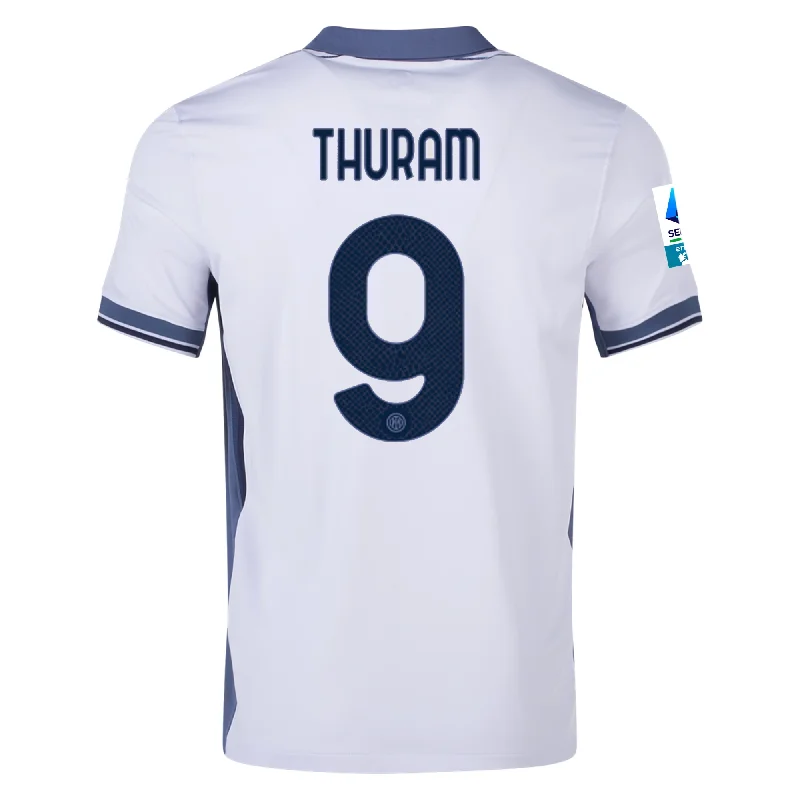 Nike Inter Milan Marcus Thuram Away Jersey w/ Serie A + Scudetto Patch 24/25 (Summit White/Iris Whisper) Traditional Men's Country