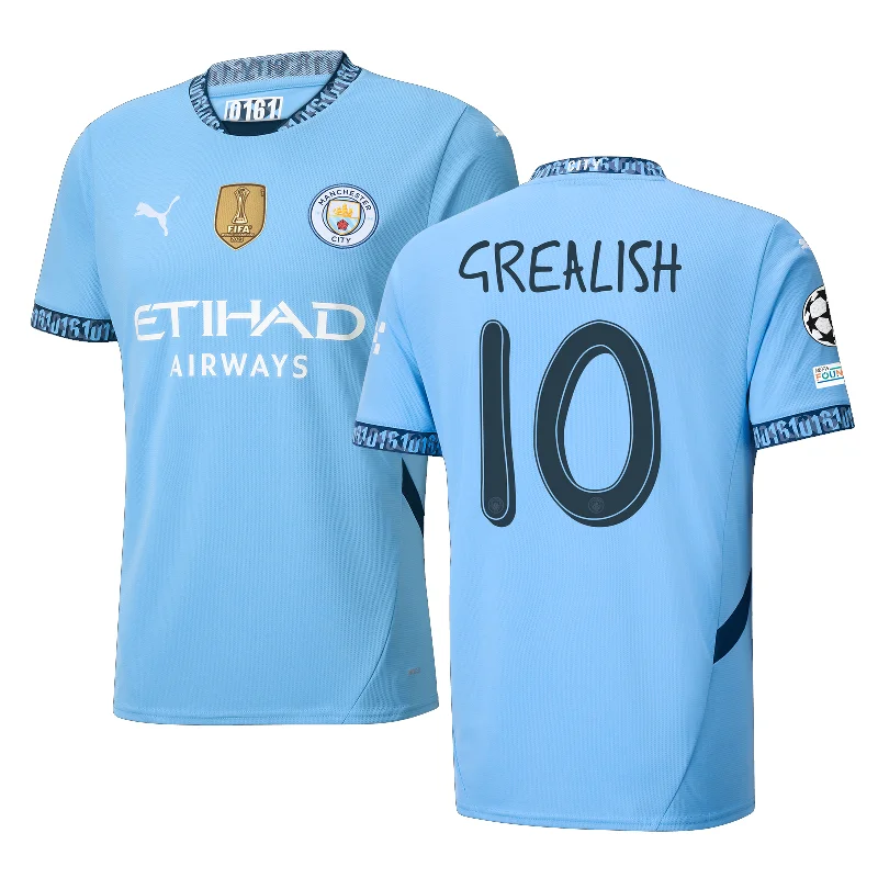 Puma Manchester Jack Grealish Home Jersey w/ Champions League + Club World Cup Patch 24/25 (Team Light Blue/Marine Blue) Artistic Men's Avant