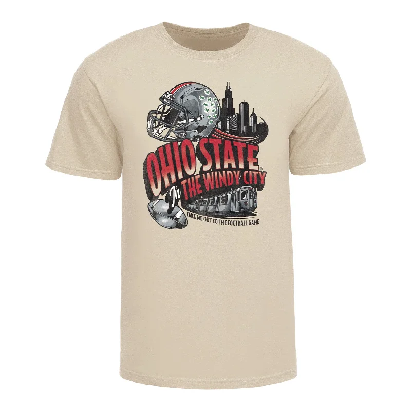 Ohio State Buckeyes Windy City Football T-Shirt Sleek Men's Metallic