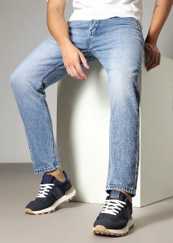 Faded Blue Straight Fit Jeans Refined Men's Velvet