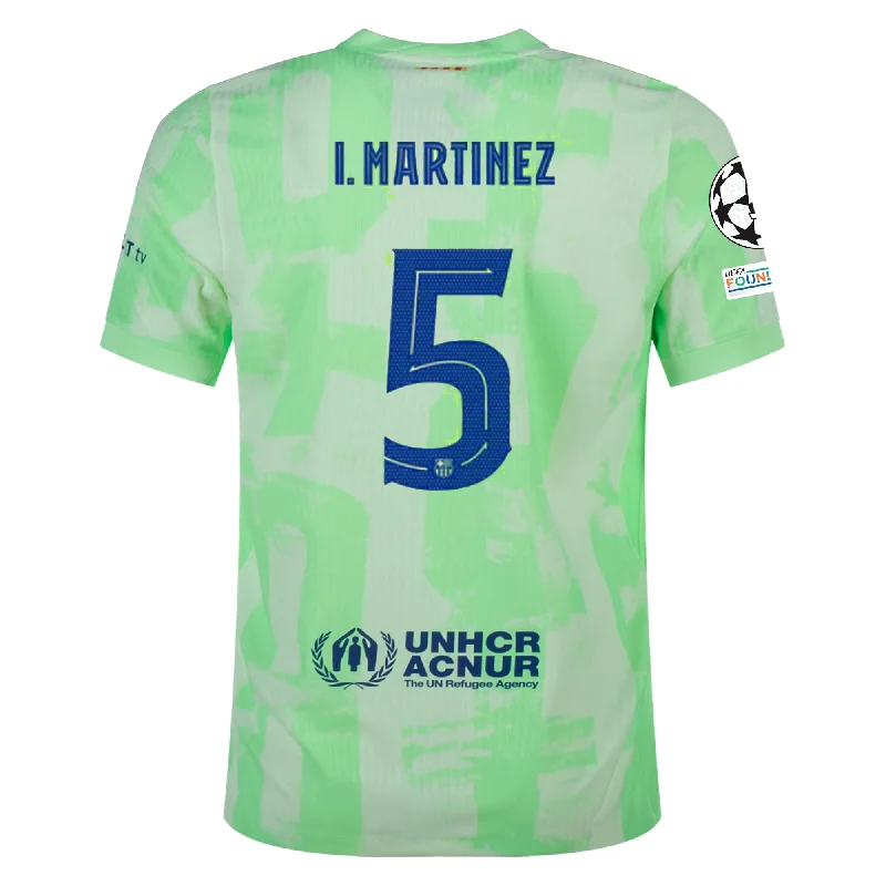 Nike Barcelona Authentic Iñigo Martínez Third Jersey w/ Champions League Patches 24/25 (Barely Volt/Old Royal) Practical Men's Quick