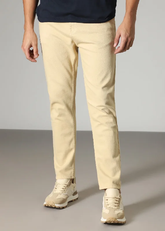 Cream Beige Carrot Fit Denim Confident Men's Power