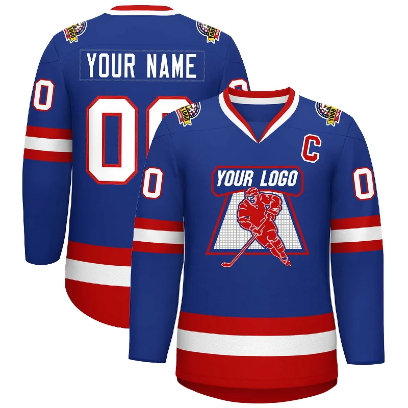 Custom Royal White-Red Classic Style Hockey Jersey Minimalist Men's Casual 