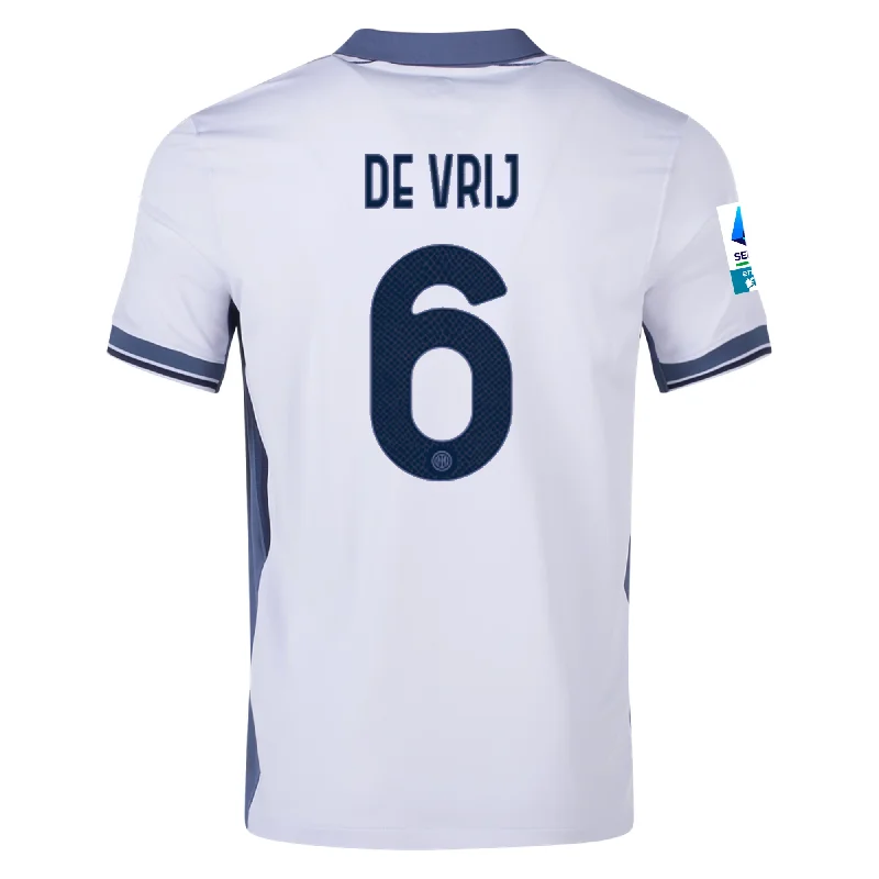 Nike Inter Milan Stefan de Vrij Away Jersey w/ Serie A + Scudetto Patch 24/25 (Summit White/Iris Whisper) Monochromatic All