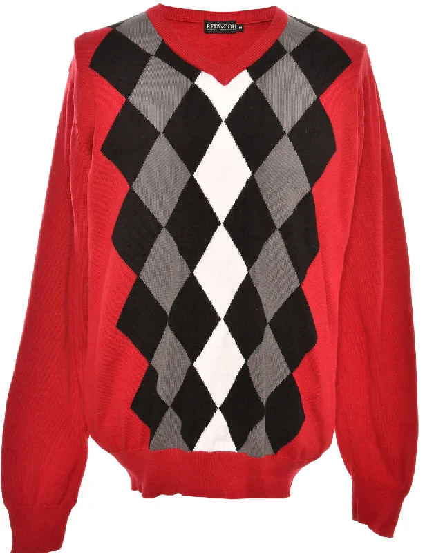 Argyle Red Jumper - M Business