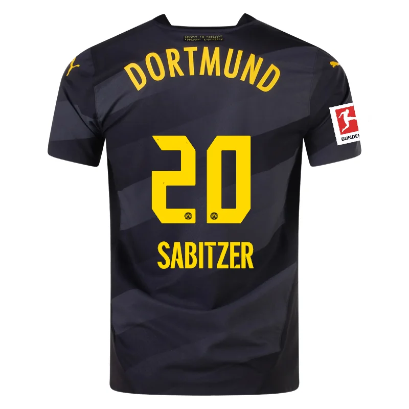 Puma Borussia Dortmund Authentic Marcel Sabitzer Away Jersey w/ Bundesliga Patch 24/25 (Puma Black/Faster Yellow) Confident Men's Power