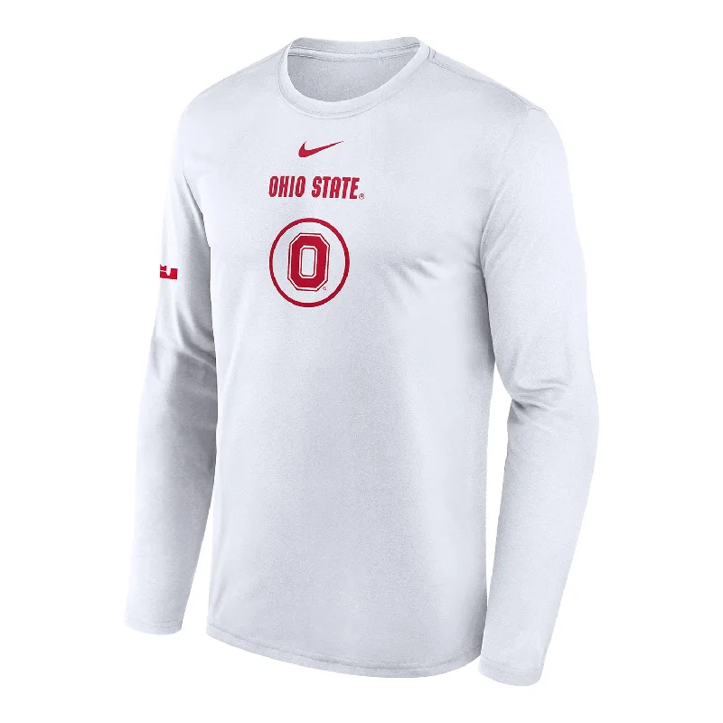 Ohio State Buckeyes Nike Practice Block O Long Sleeve White T-Shirt Edgy Men's Punk