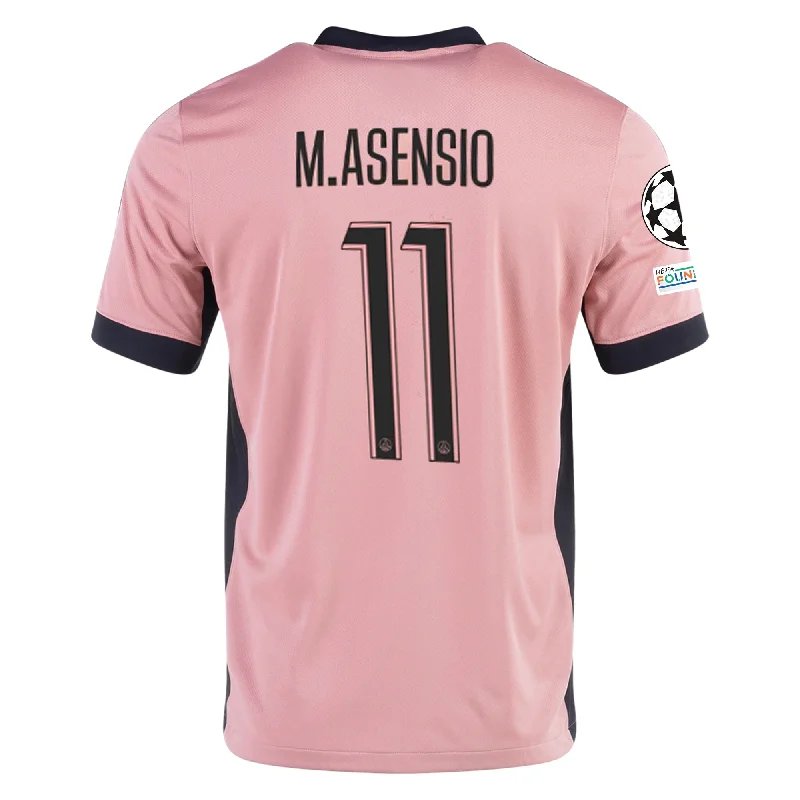 Nike Paris Saint-Germain Marco Asensio Third Jersey w/ Champions League Patches 24/25 (Rust Pink/Black) Cclassic Men's Tweed