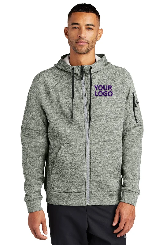 Nike Therma-FIT Pocket ZipUp Custom Hoodies, Dark Grey Heather Elegant Men's Cashmere