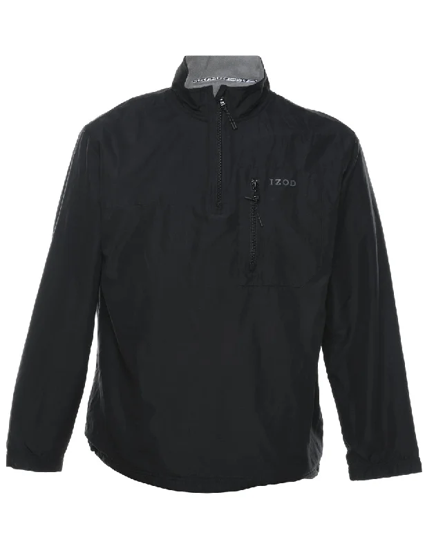 Izod Quarter-Zip Black Nylon Jacket - S Beach