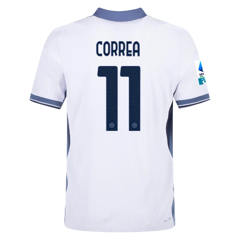 Nike Inter Milan Authentic Joaquin Correa Away Jersey w/ Serie A + Scudetto Patch 24/25 (White/Silver) Unique Men's Patch