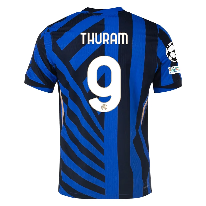 Nike Inter Milan Authentic Marcus Thuram Home Jersey w/ Champions League + Scudetto Patch 24/25 (Lyon Blue/Black) Practical Men's Quick