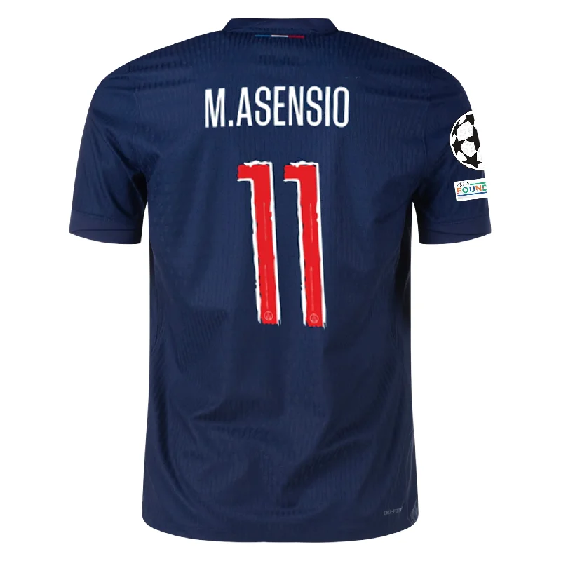 Nike Paris Saint-Germain Match Authentic Marco Asensio Home Jersey w/ Champions League Patches 24/25 (Midnight Navy/White) Vintage Men's 1970S Disco