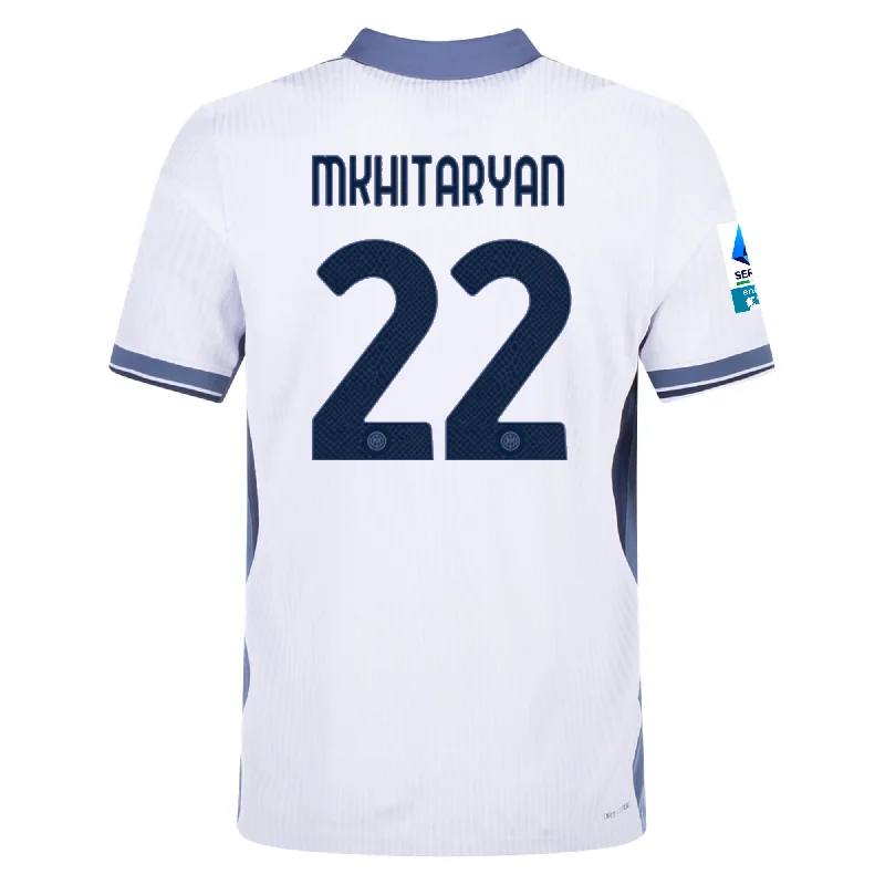 Nike Inter Milan Authentic Henrikh Mkhitaryan Away Jersey w/ Serie A + Scudetto Patch 24/25 (White/Silver) Confident Men's High