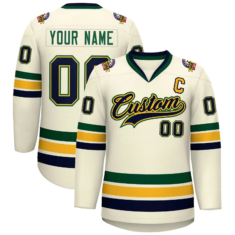 Custom Khaki Navy Gold-Green Classic Style Hockey Jersey Sharp Men's Italian