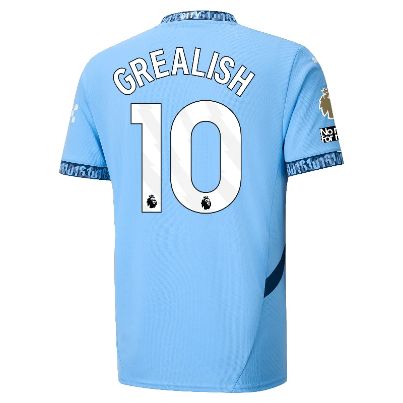 Puma Manchester City Jack Grealish Home Jersey w/ EPL + No Room For Racism + Club World Cup Patches 24/25 (Team Light Blue/Marine Blue) Bohemian Men's Free