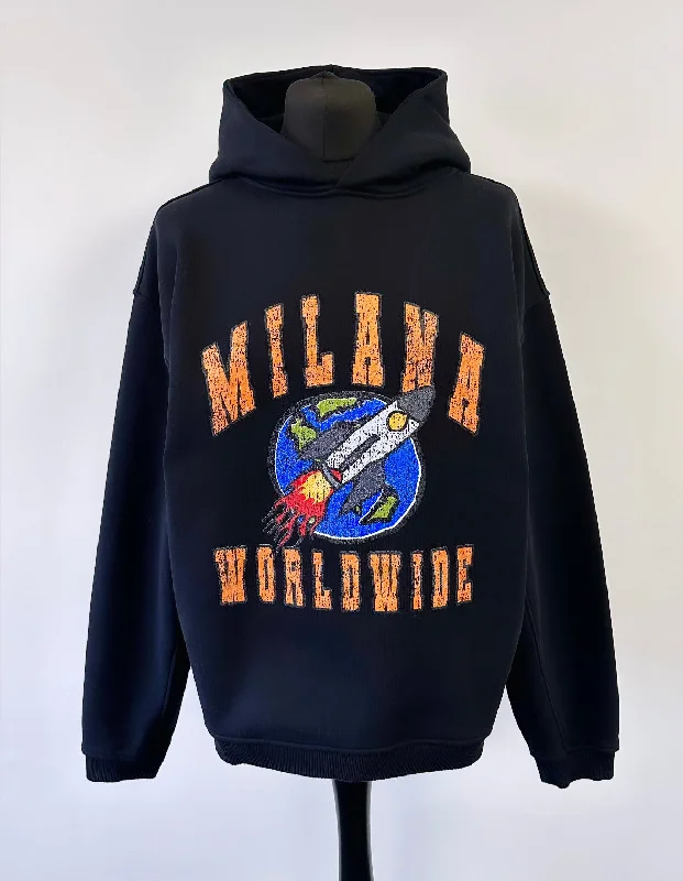 Black Heavyweight Worldwide Hoodie. Tough Men's Tactical