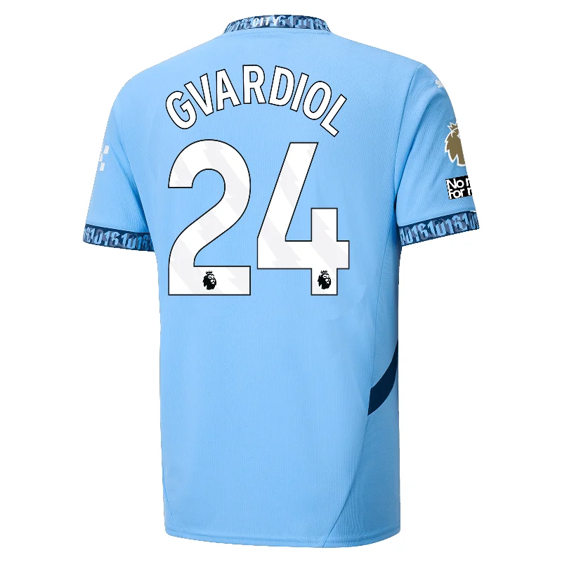 Puma Manchester City Joško Gvardiol Home Jersey w/ EPL + No Room For Racism + Club World Cup Patches 24/25 (Team Light Blue/Marine Blue) Elegant Men's Formal 