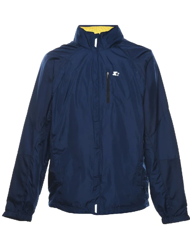 Navy & Yellow Nylon Starter Jacket - M Dynamic Men's High