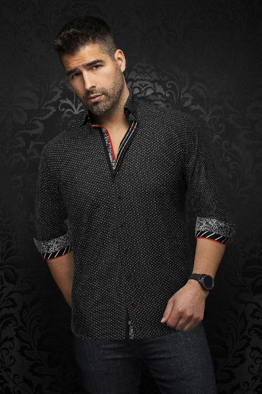 Au Noir Stretch Shirt | Sautor Black Earthy Men's Hemp